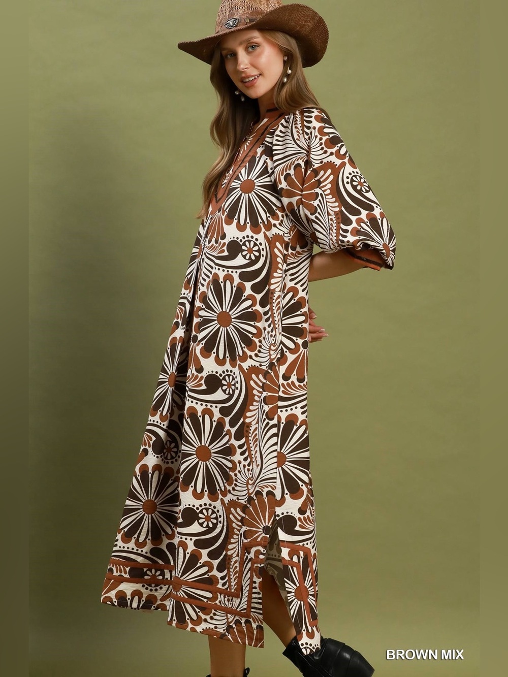 Umgee Abstract Print Midi Dress - Picture 4 of 7